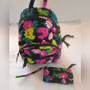 Vera Bradley Floral Backpack With Wallet